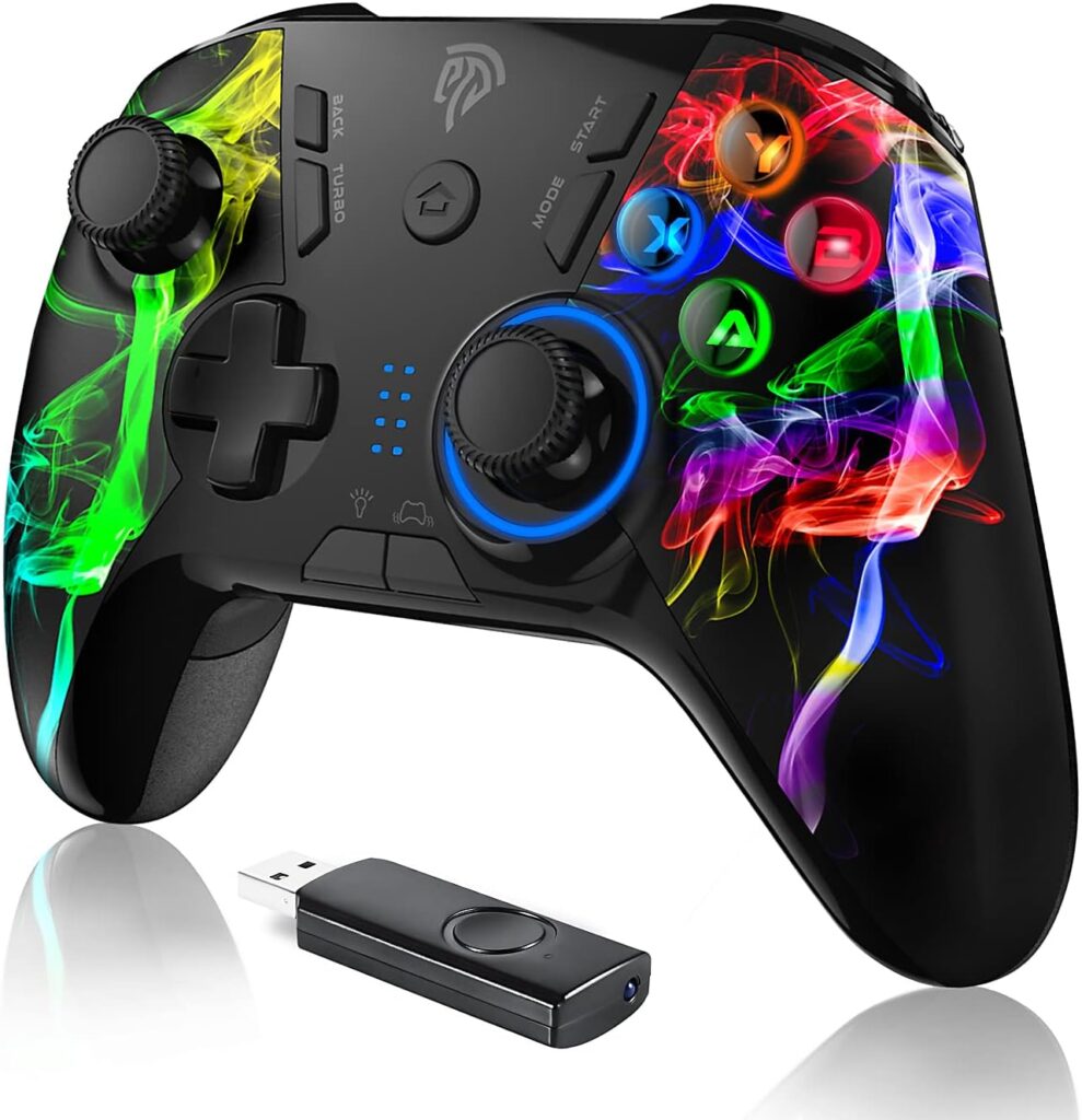 EasySMX PC Wireless Controller, Gaming Controller for Computer,Laptop,PS3,Android TV, Nintendo Switch and Tesla with Adjust LED Light,