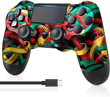 PS4 Controller Wireless, with USB Cable/1000mAh Battery/Dual Vibration/6-Axis Motion Control/3.5mm Audio Jack/Multi Touch Pad/Share Button, PS4 Controller Compatible with PS4/Slim/Pro/PC