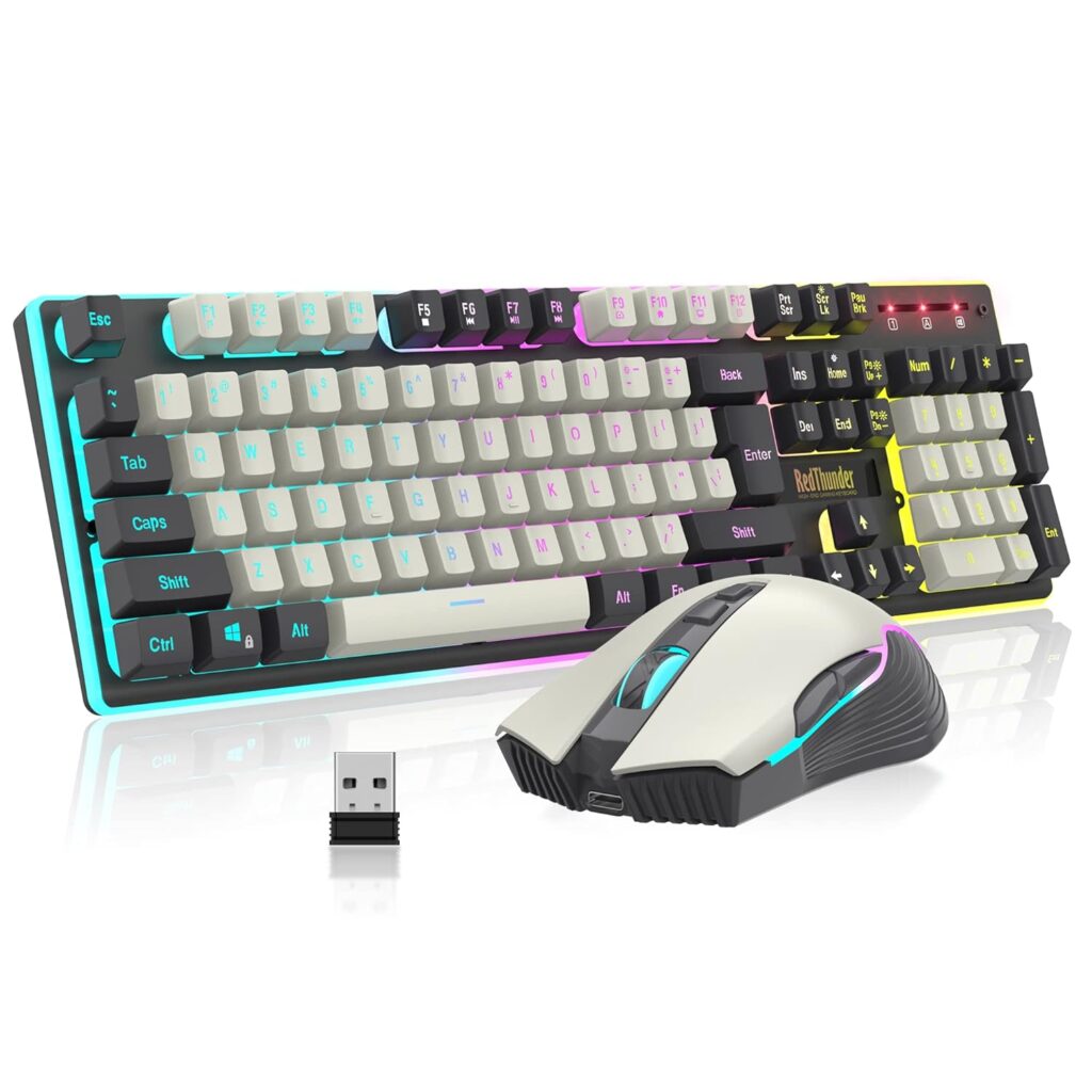 keyboard color for gaming
 RedThunder K10 Wireless Gaming Keyboard and Mouse Combo